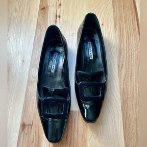 Manolo Blahnik Pozzuoli Black Patent Loafers